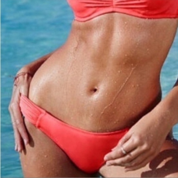 Victoria's Secret Knockout Bikini Set 34B Small Bright Coral - Picture 2 of 7